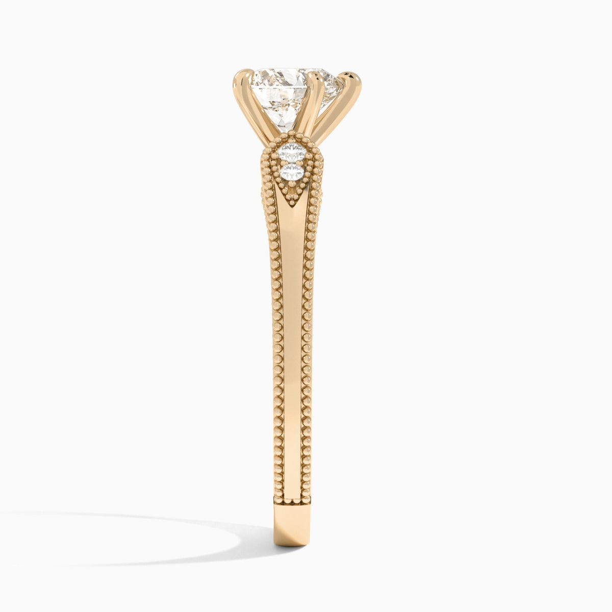 Heart Wynter Lab Grown Diamond Engagement Ring In 14K Rose Gold, Side View