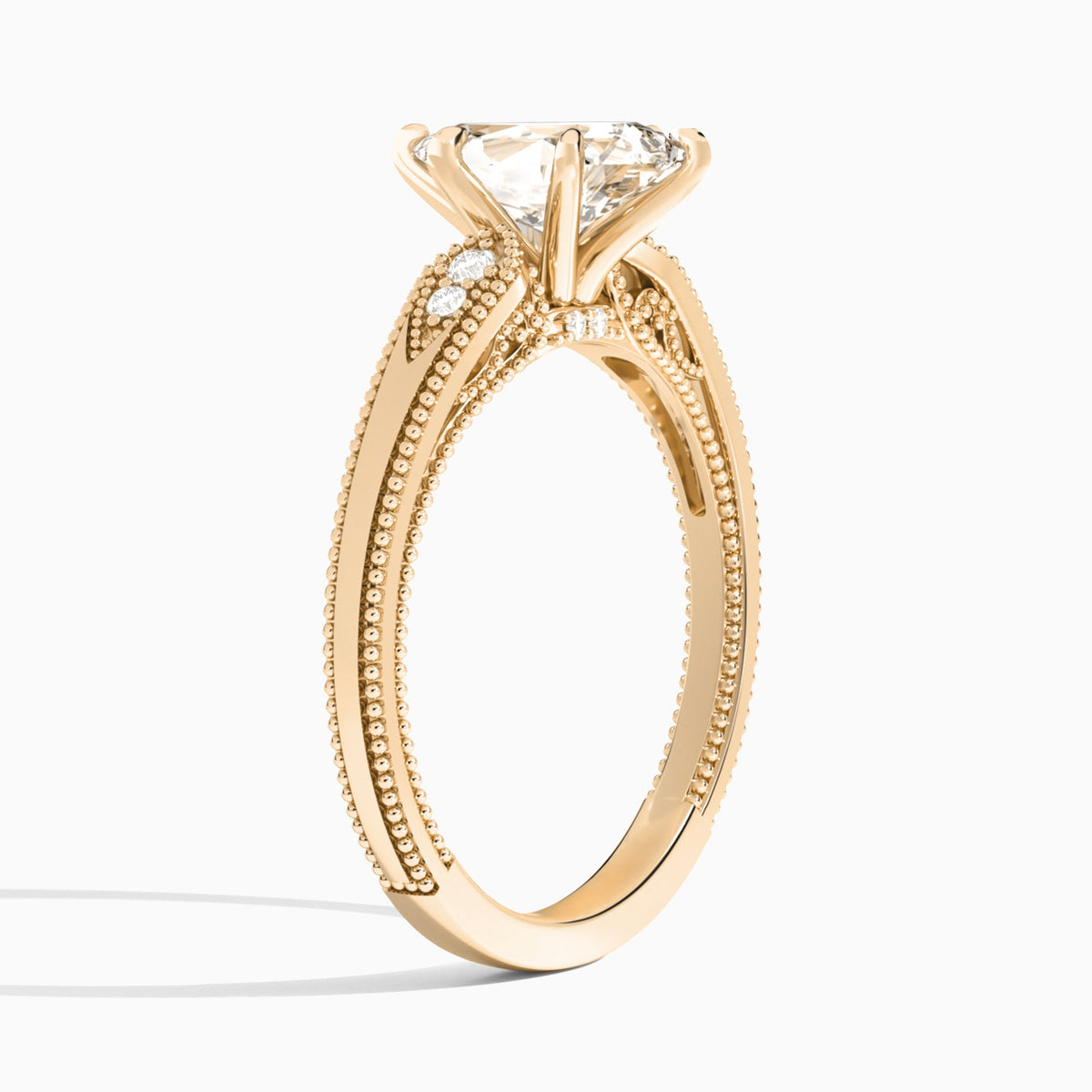 Pear Wynter Lab Grown Diamond Engagement Ring In 14K Rose Gold, Angle View
