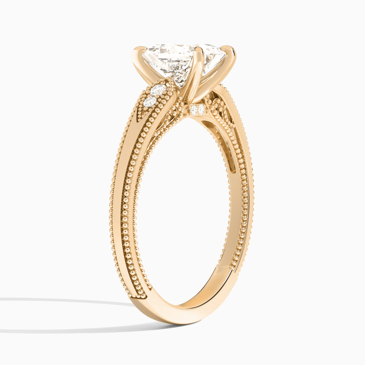 Princess Wynter Lab Grown Diamond Engagement Ring In 14K Rose Gold, Angle View