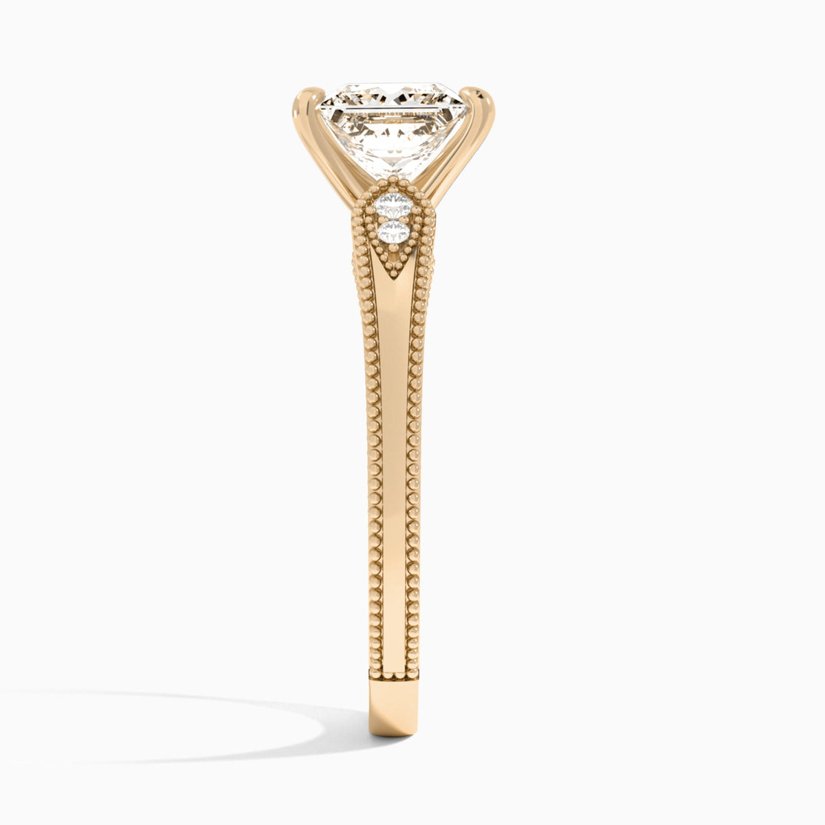 Princess Wynter Lab Grown Diamond Engagement Ring In 14K Rose Gold, Side View