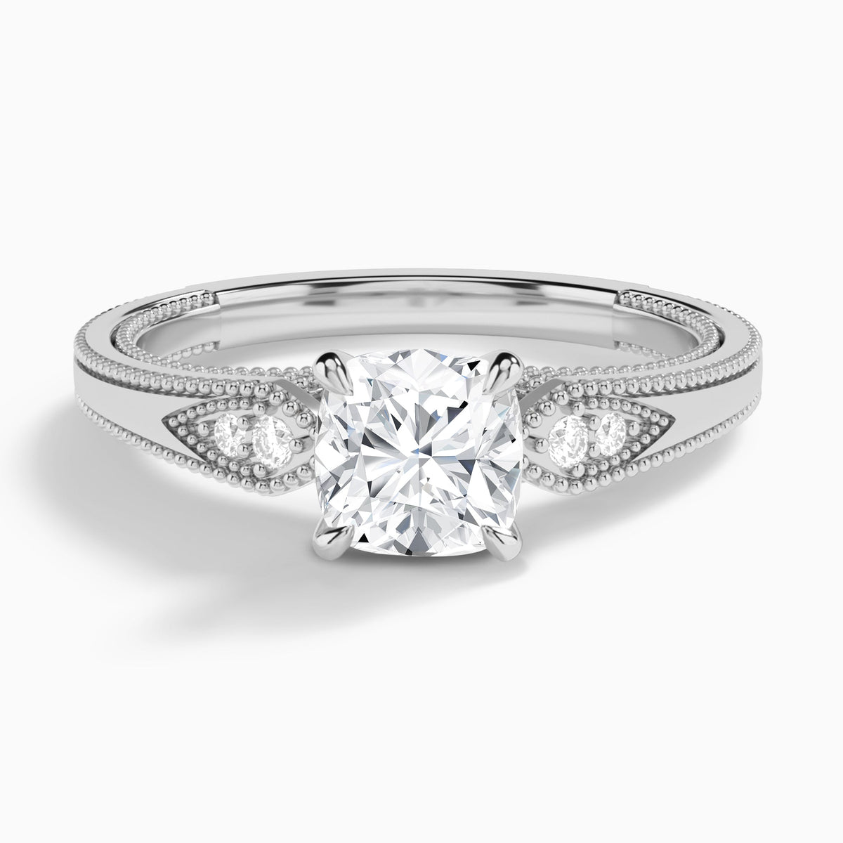 Cushion Wynter Lab Grown Diamond Engagement Ring In 14K White Gold - Lucenjuri