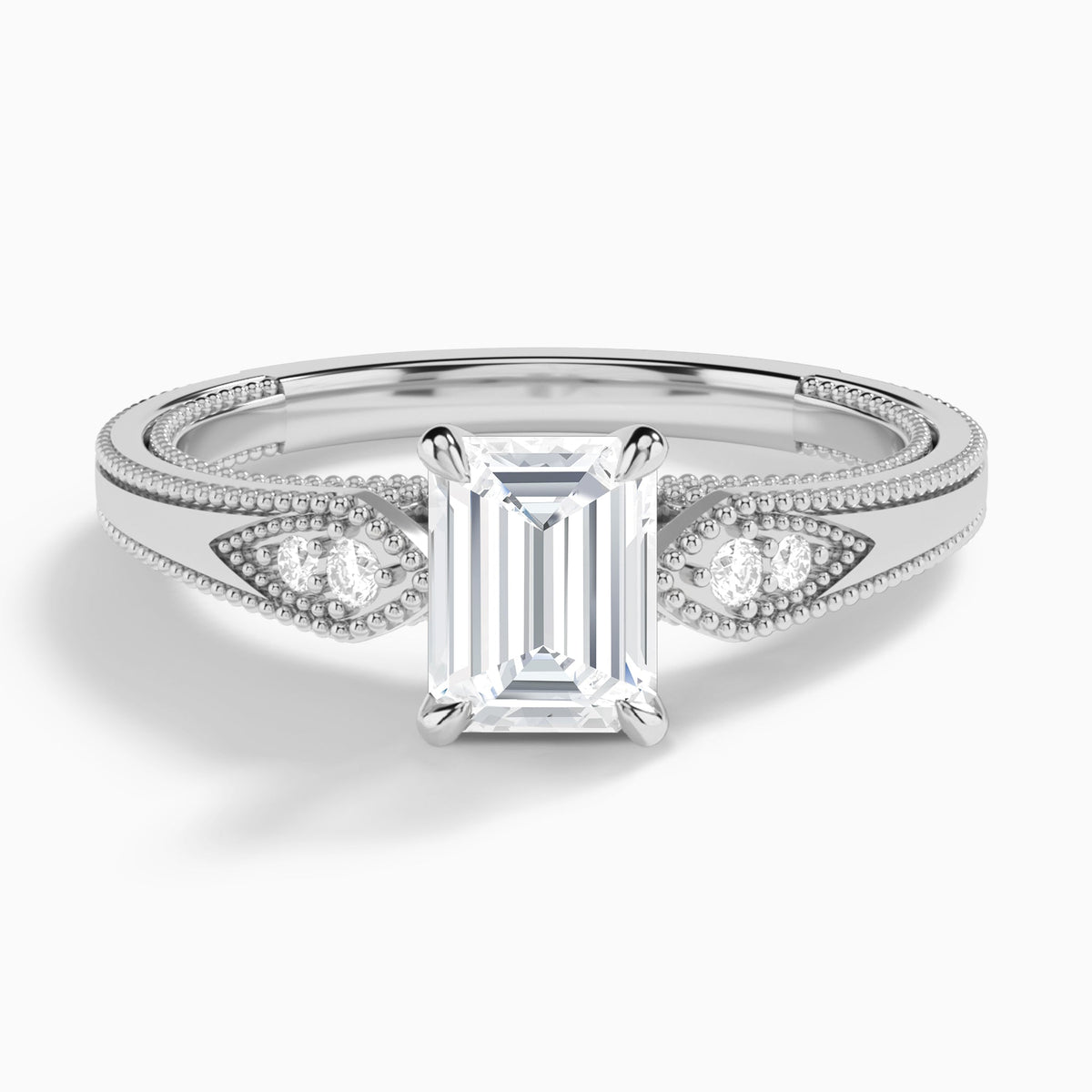 Emerald Wynter Lab Grown Diamond Engagement Ring In 18K White Gold - Lucenjuri