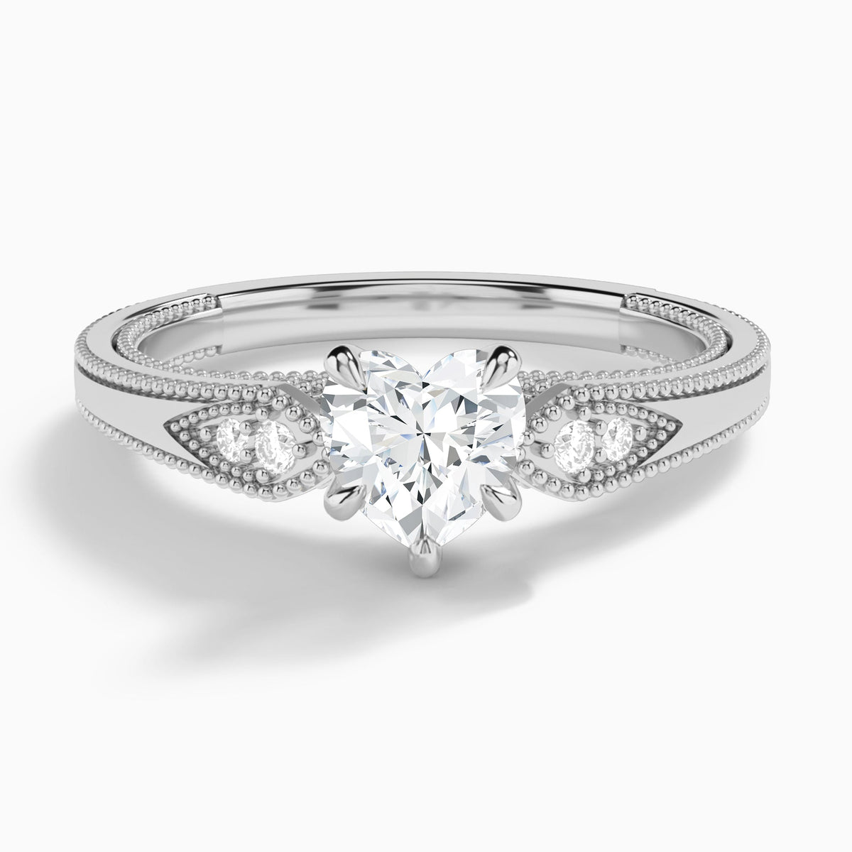 Heart Wynter Lab Grown Diamond Engagement Ring In 14K White Gold - Lucenjuri