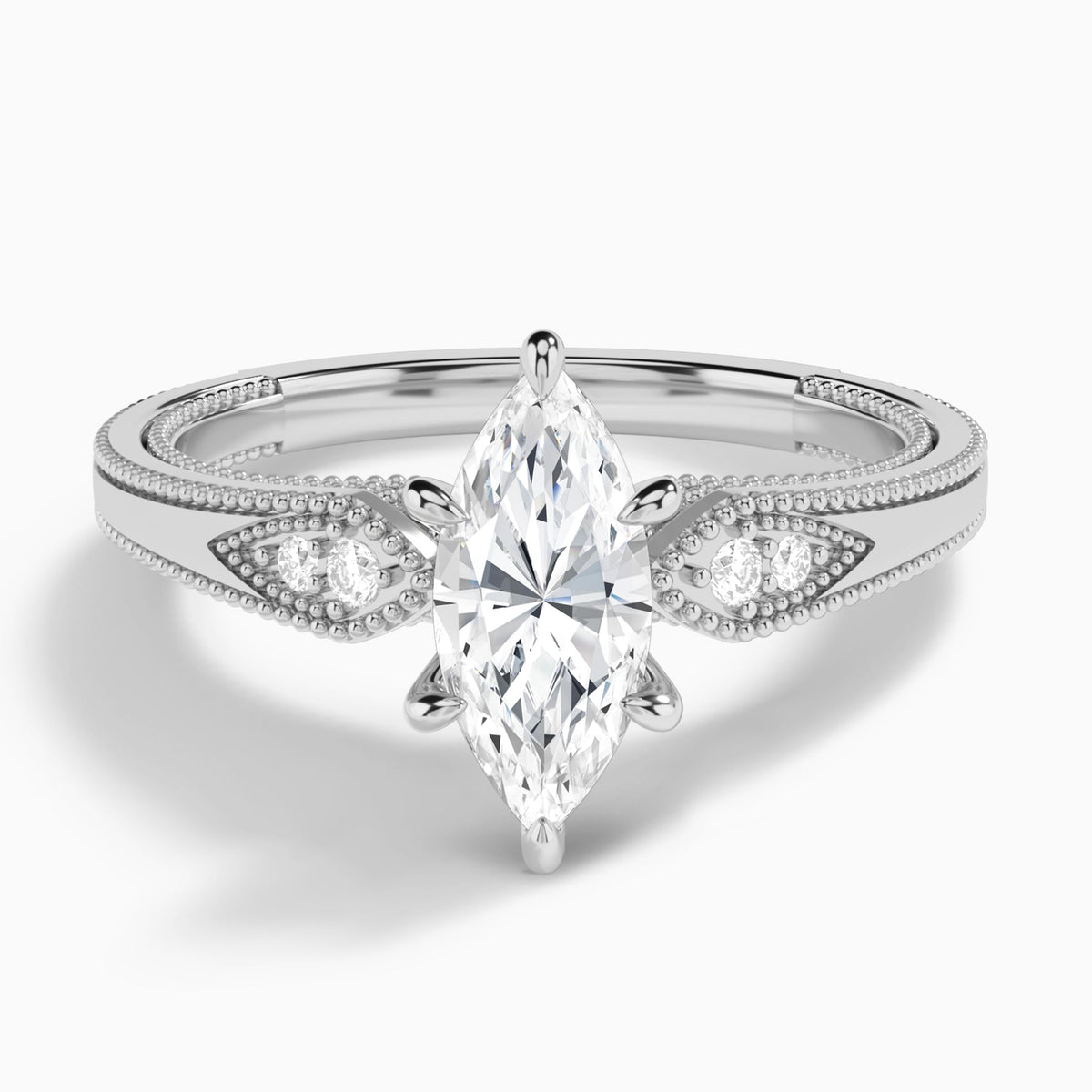 Marquise Wynter Lab Grown Diamond Engagement Ring In 18K White Gold - Lucenjuri