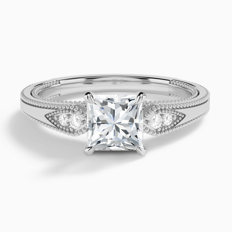 Princess Wynter Lab Grown Diamond Engagement Ring In 18K White Gold - Lucenjuri