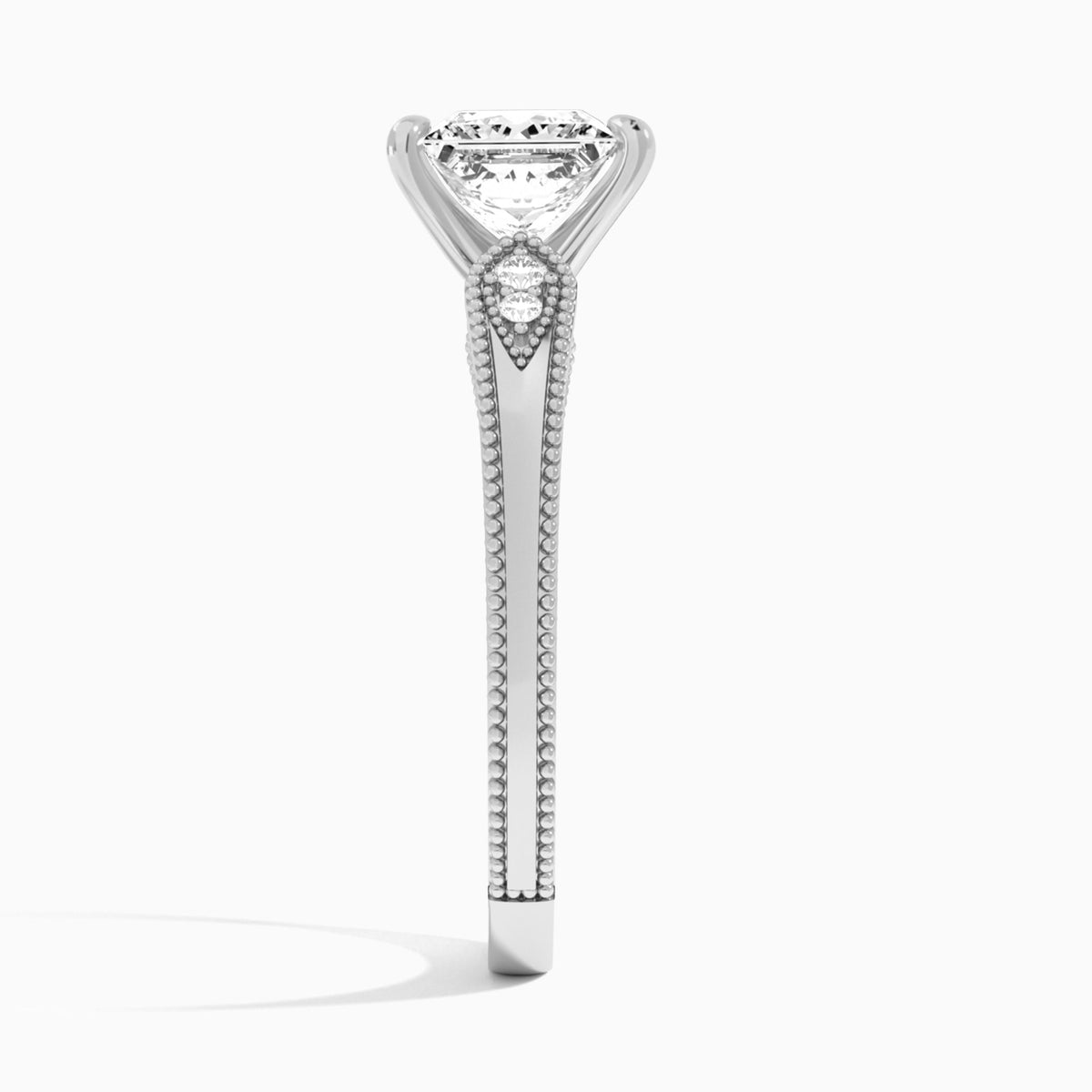 Princess Wynter Lab Grown Diamond Engagement Ring In 18K White Gold, Side View