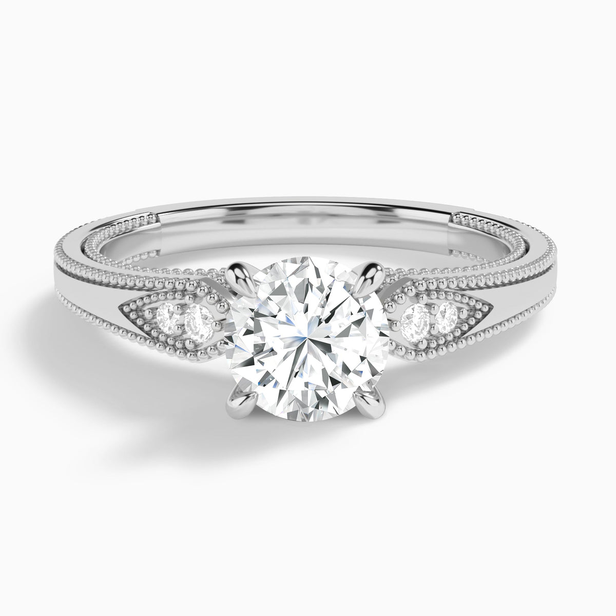 Round Wynter Lab Grown Diamond Engagement Ring In 18K White Gold - Lucenjuri