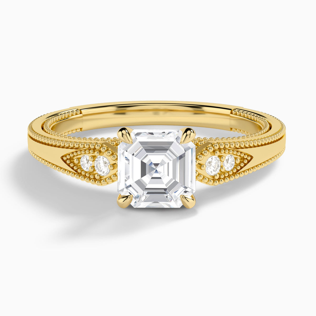 Asscher Wynter Lab Grown Diamond Engagement Ring In 14K Yellow Gold - Lucenjuri