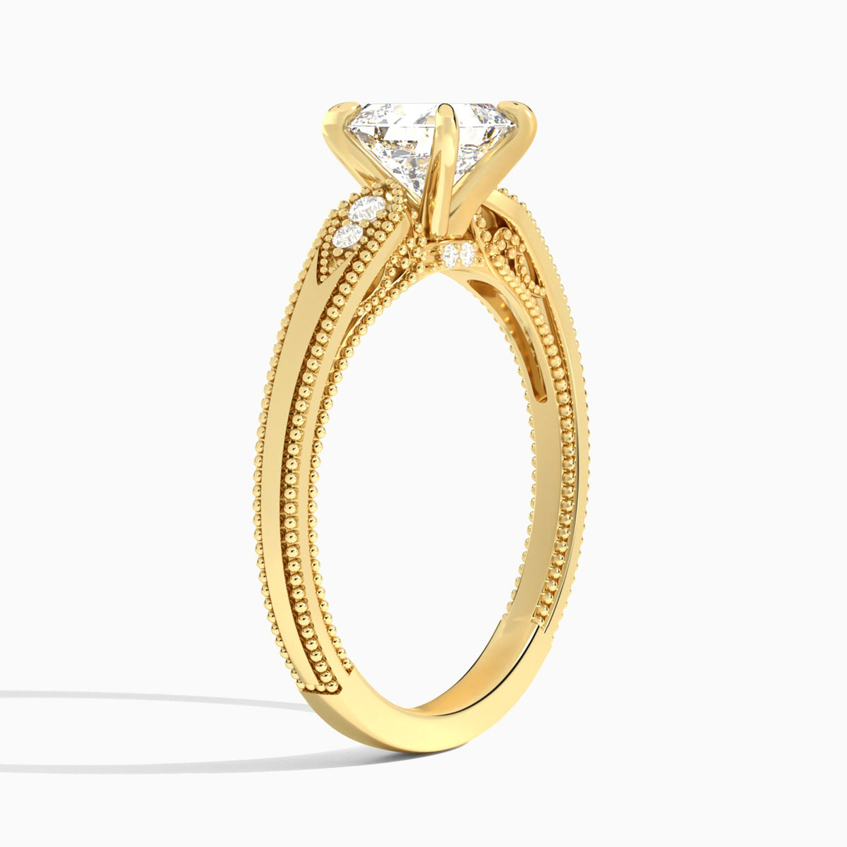 Asscher Wynter Lab Grown Diamond Engagement Ring In 14K Yellow Gold, Angle View