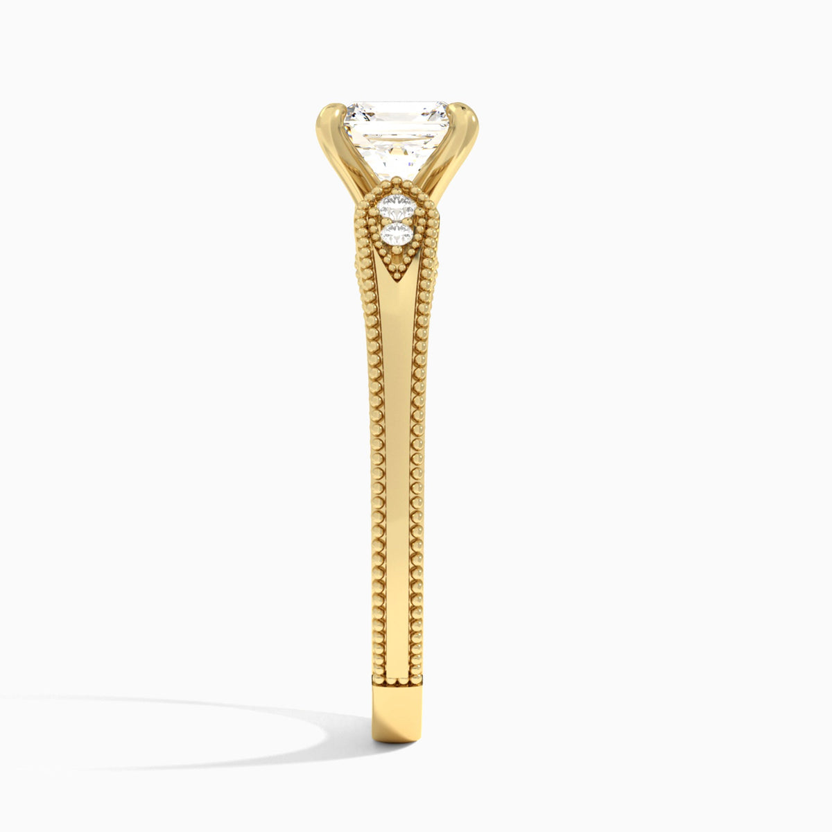 Asscher Wynter Lab Grown Diamond Engagement Ring In 14K Yellow Gold, Side View