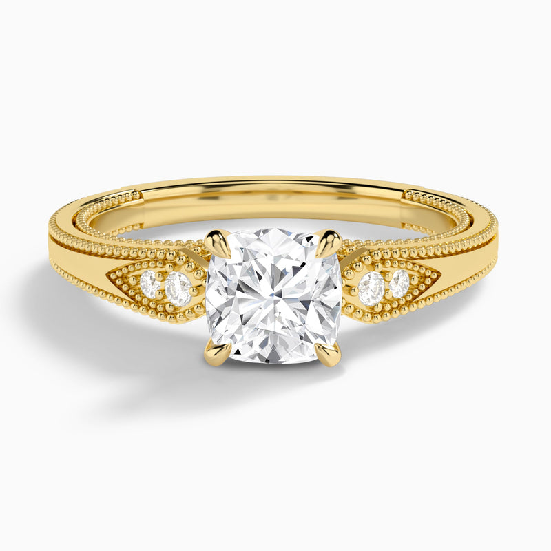 Cushion Wynter Lab Grown Diamond Engagement Ring In 18K Yellow Gold - Lucenjuri