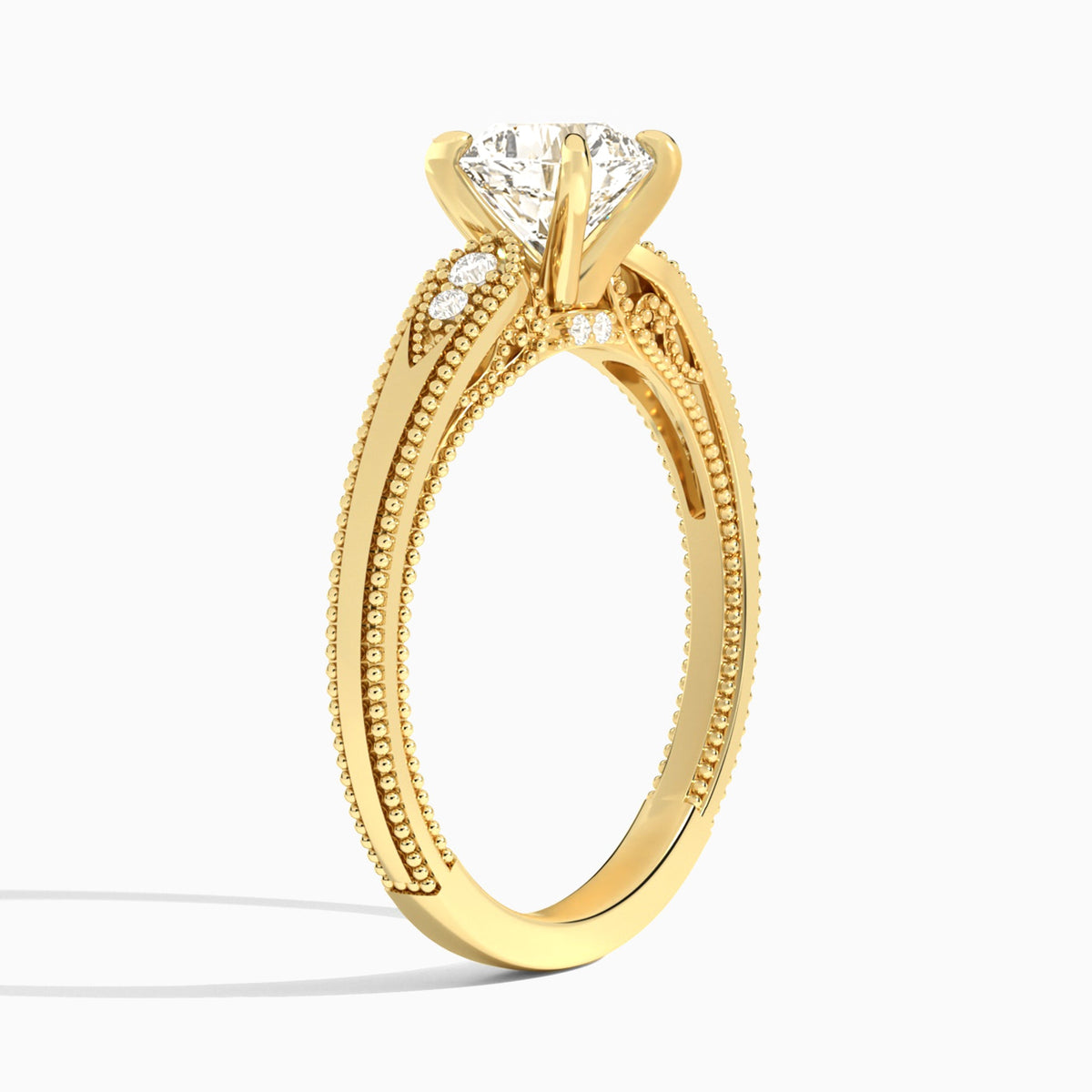 Cushion Wynter Lab Grown Diamond Engagement Ring In 18K Yellow Gold, Angle View