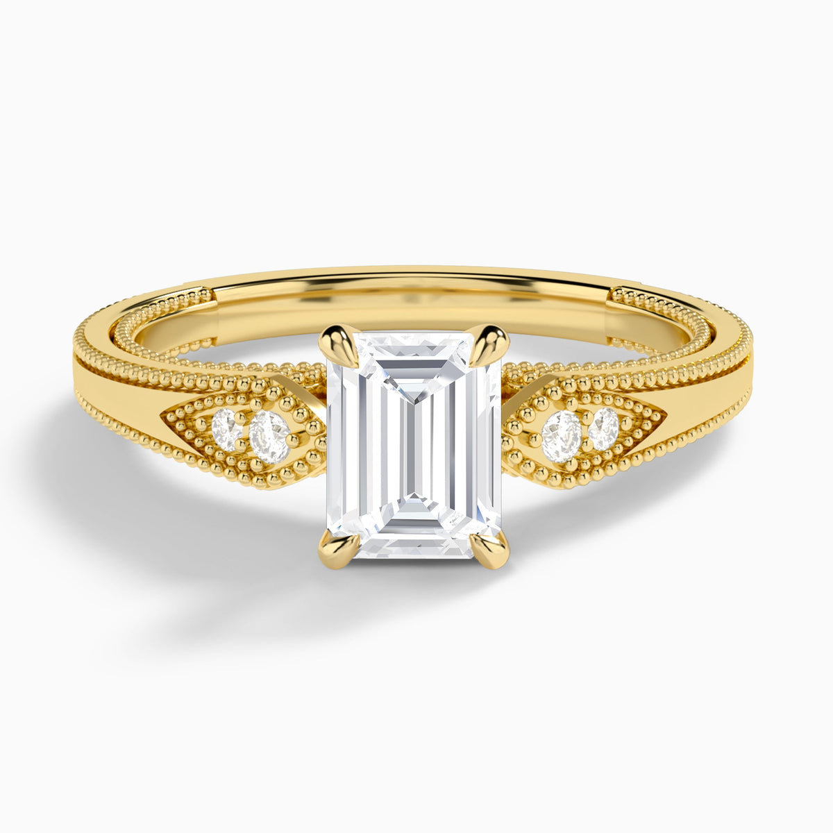 Emerald Wynter Lab Grown Diamond Engagement Ring In 14K Yellow Gold - Lucenjuri