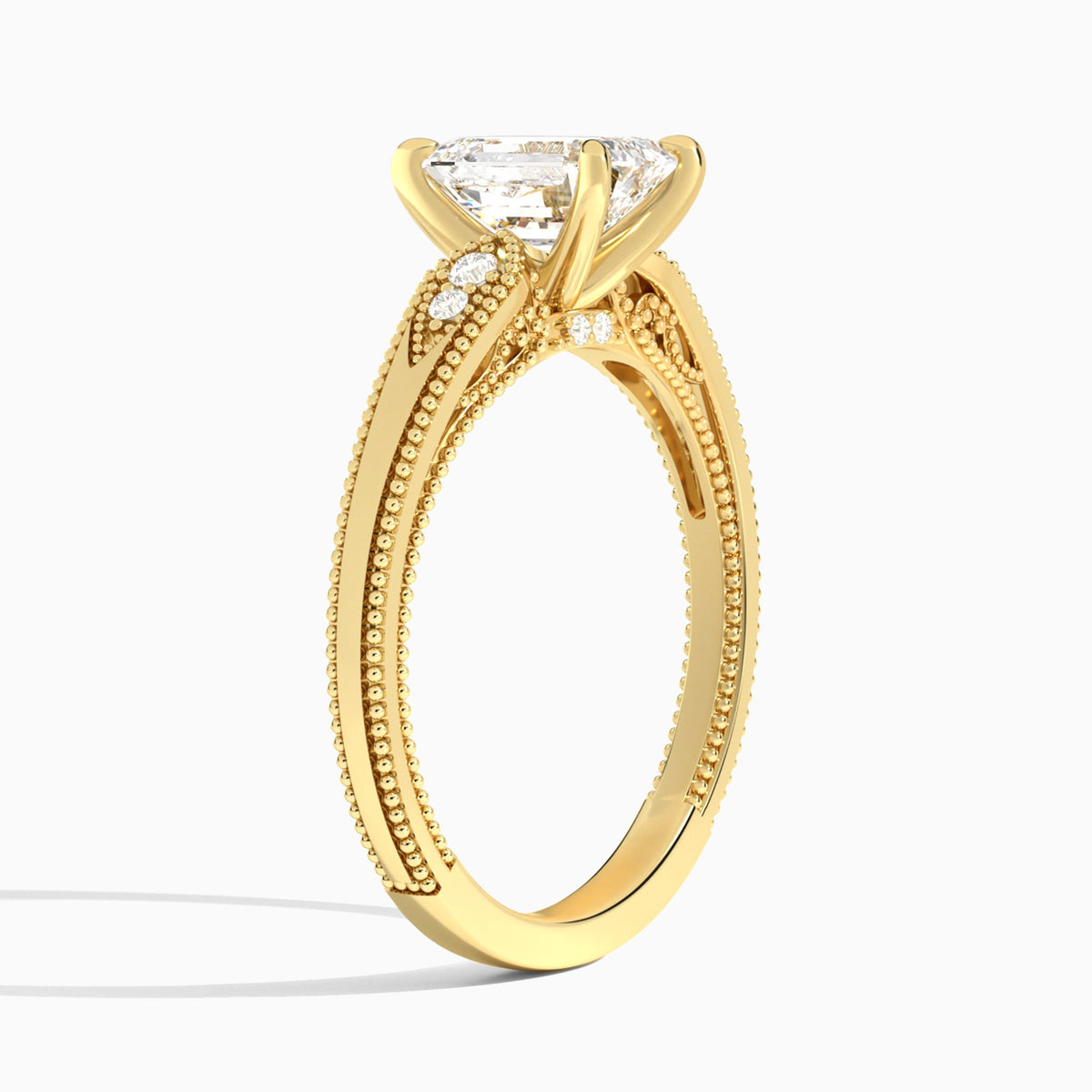 Emerald Wynter Lab Grown Diamond Engagement Ring In 18K Yellow Gold, Angle View