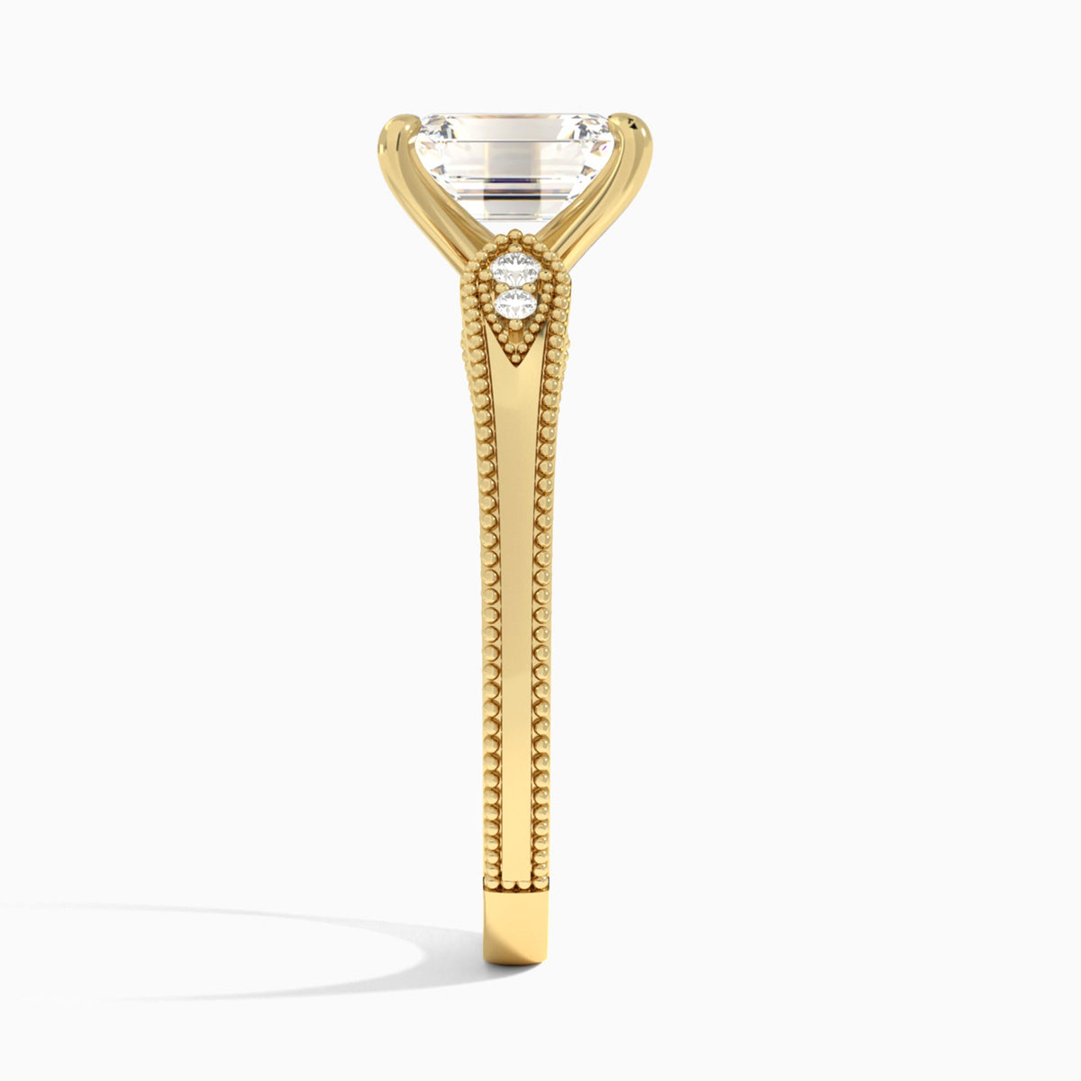 Emerald Wynter Lab Grown Diamond Engagement Ring In 18K Yellow Gold, Side View