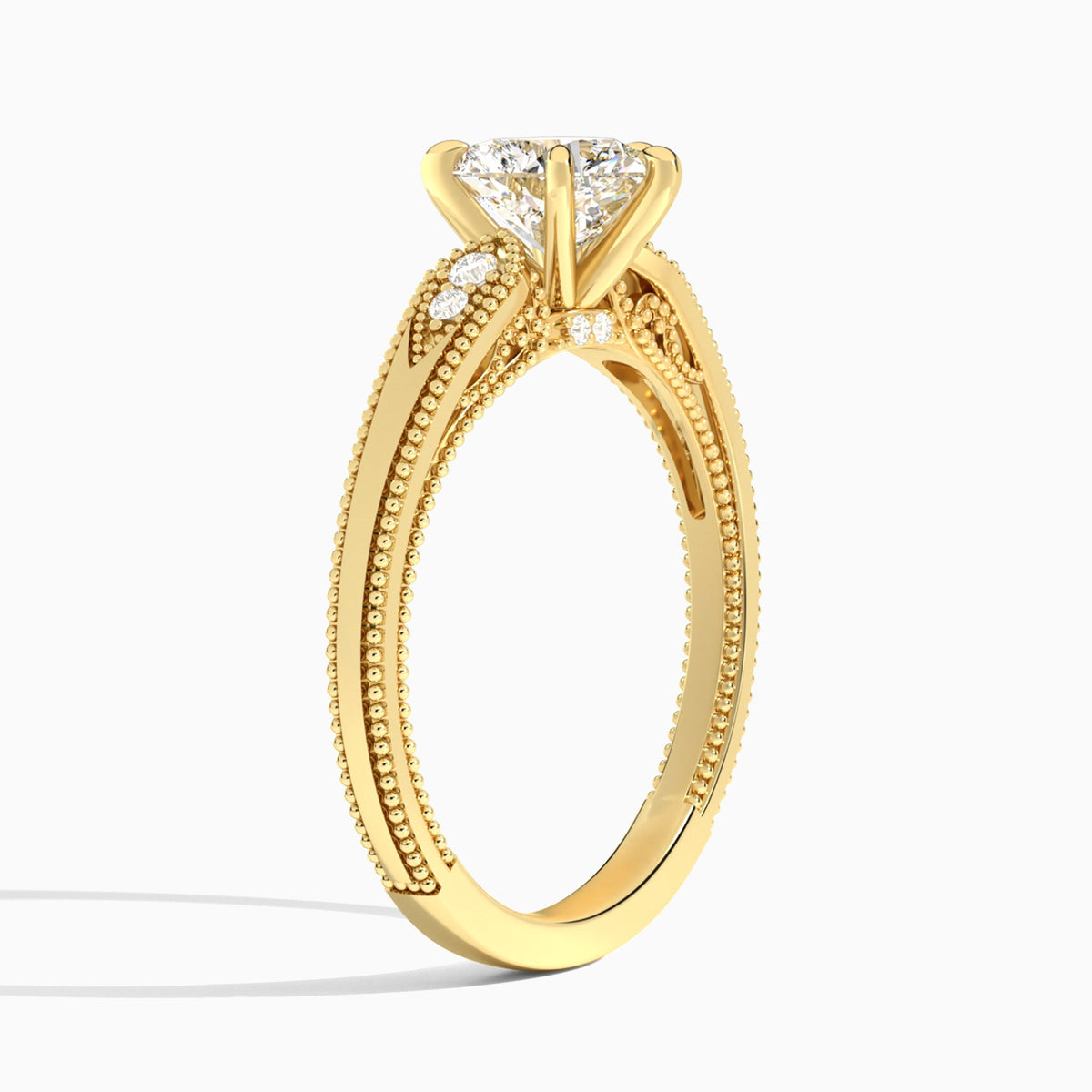 Heart Wynter Lab Grown Diamond Engagement Ring In 14K Yellow Gold, Angle View