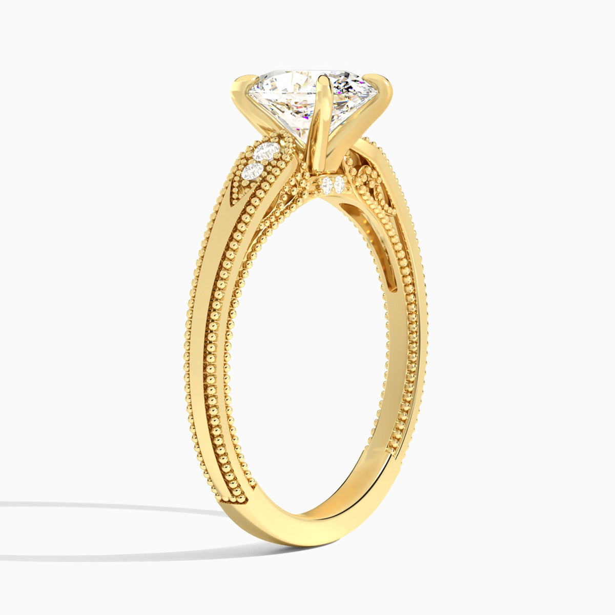 Oval Wynter Lab Grown Diamond Engagement Ring In 18K Yellow Gold, Angle View