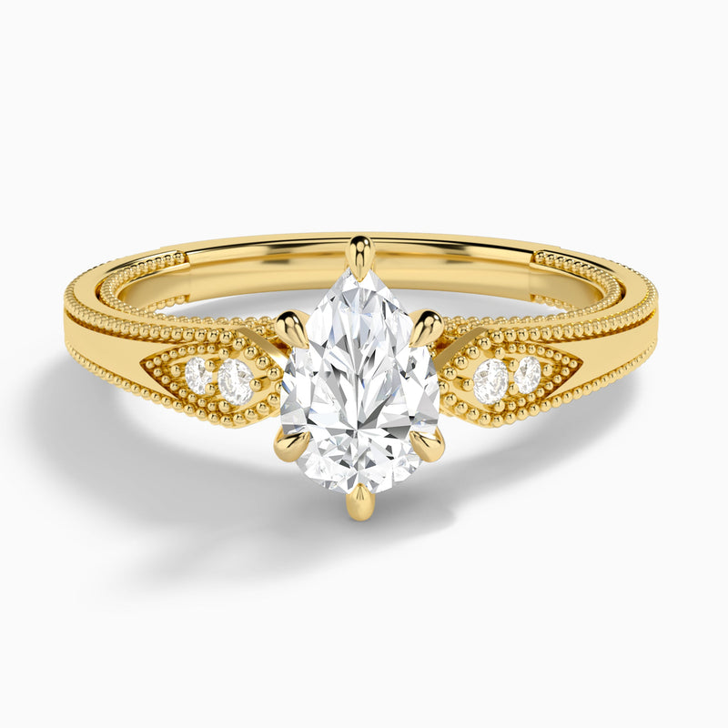 Pear Wynter Lab Grown Diamond Engagement Ring In 18K Yellow Gold - Lucenjuri
