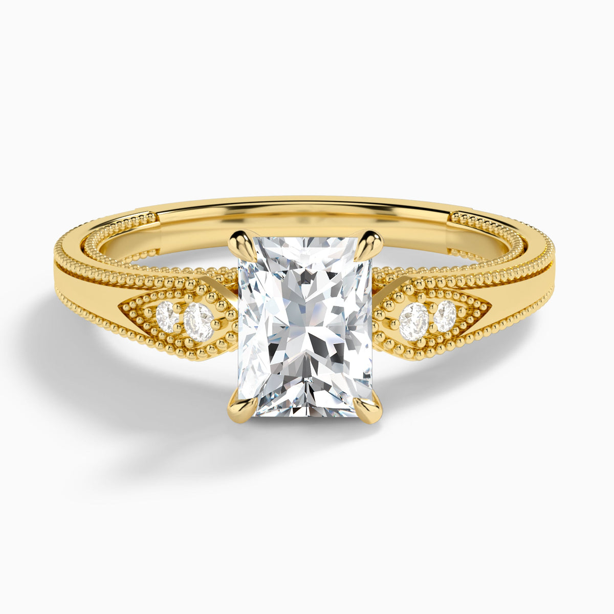 Radiant Wynter Lab Grown Diamond Engagement Ring In 18K Yellow Gold - Lucenjuri
