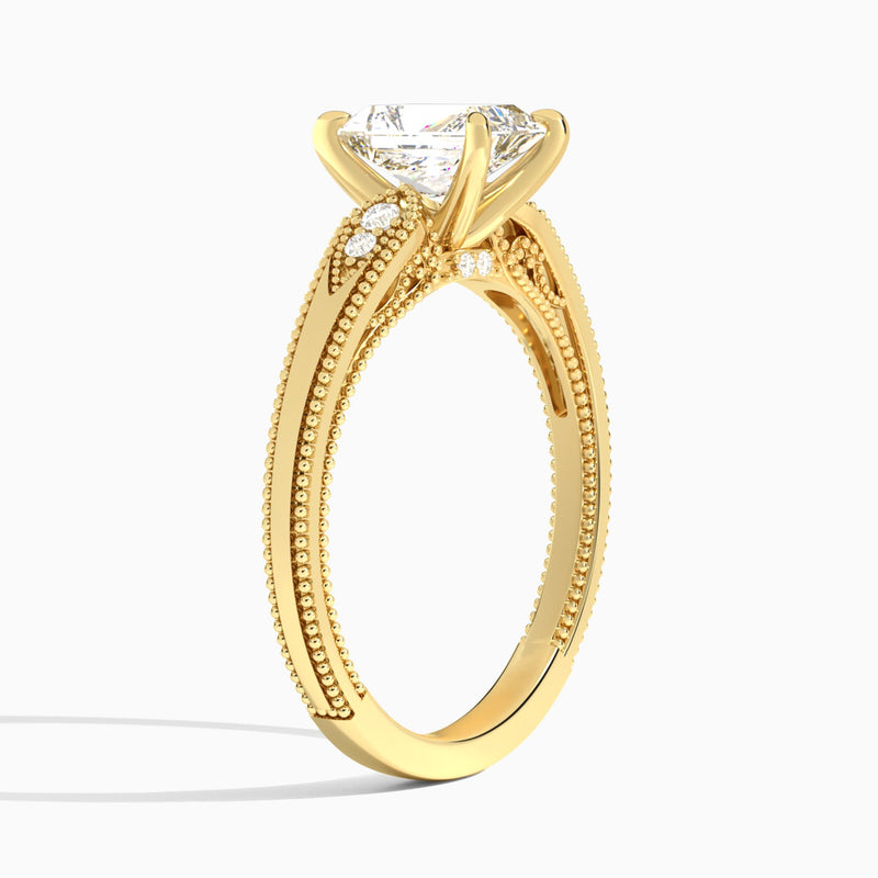 Radiant Wynter Lab Grown Diamond Engagement Ring In 18K Yellow Gold, Angle View