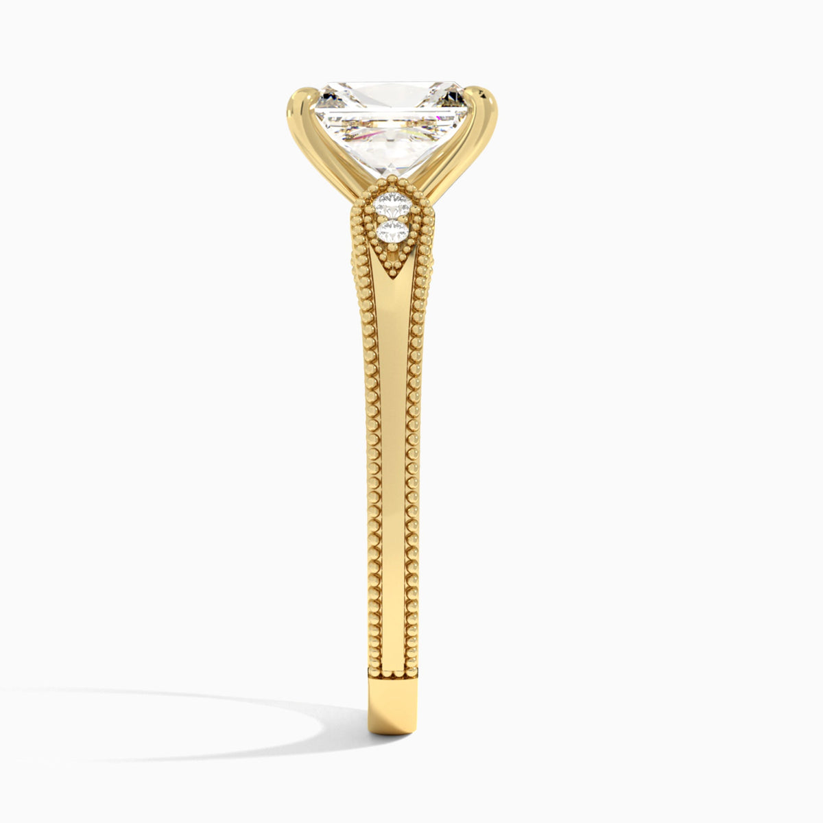 Radiant Wynter Lab Grown Diamond Engagement Ring In 14K Yellow Gold, Side View
