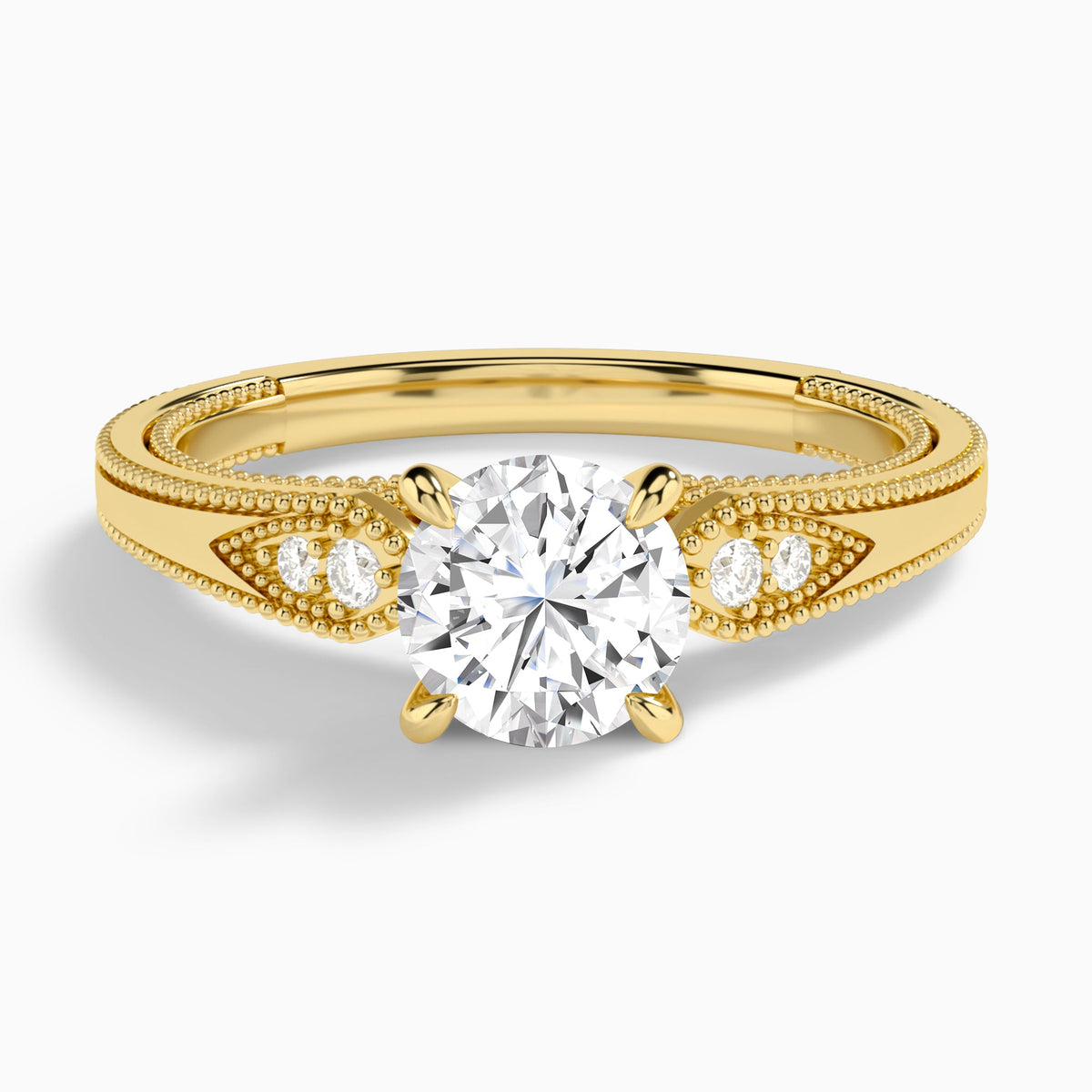 Round Wynter Lab Grown Diamond Engagement Ring In 18K Yellow Gold - Lucenjuri