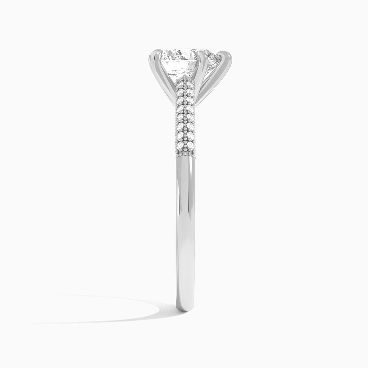 Heart Knife Edge Cathedral Lab Diamond Engagement Ring In Platinum, Side View