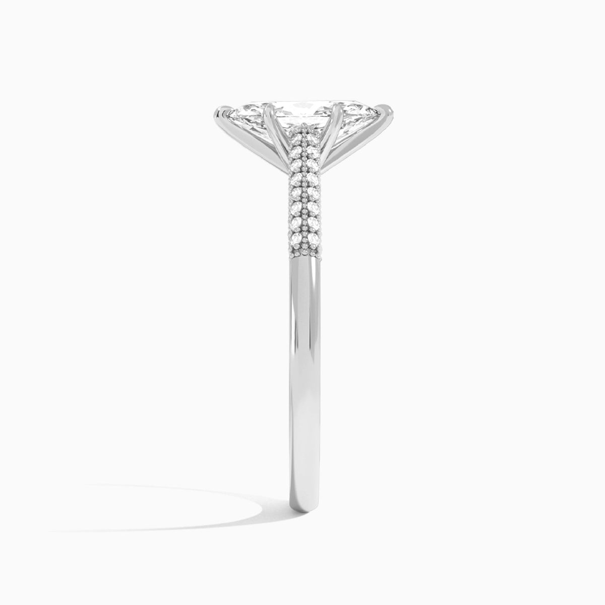 Marquise Knife Edge Cathedral Lab Diamond Engagement Ring In Platinum, Side View