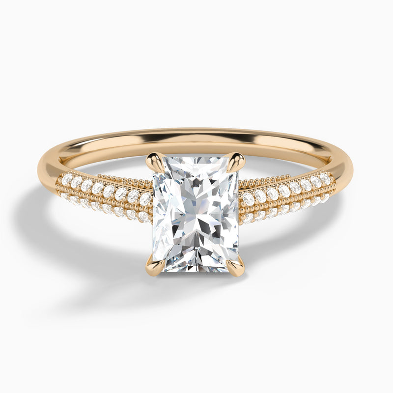 Radiant Knife Edge Cathedral Lab Diamond Engagement Ring In 14K Rose Gold - Lucenjuri