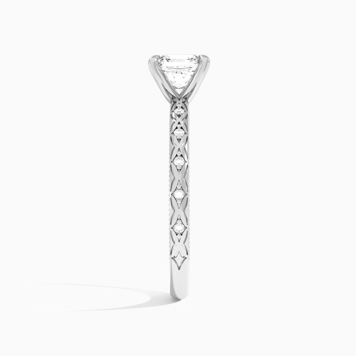 Asscher Elara Lab Grown Diamond Engagement Ring In Platinum, Side View