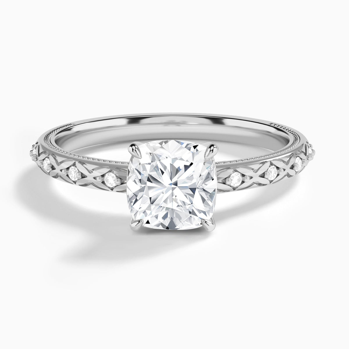 Cushion Elara Lab Grown Diamond Engagement Ring In Platinum - Lucenjuri