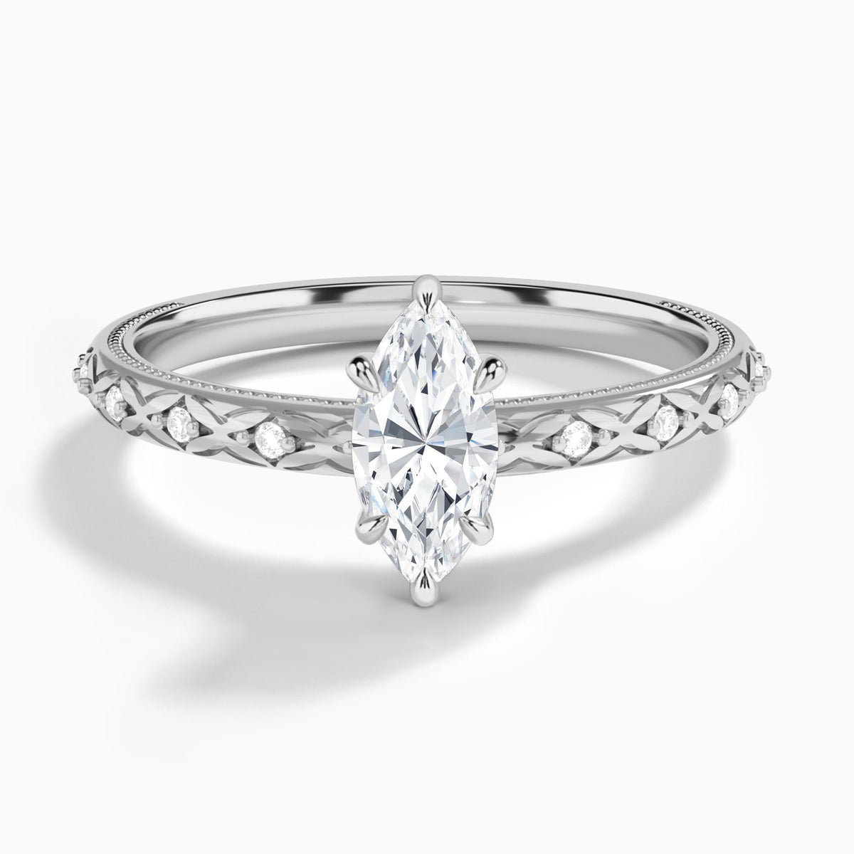 Marquise Elara Lab Grown Diamond Engagement Ring In Platinum - Lucenjuri