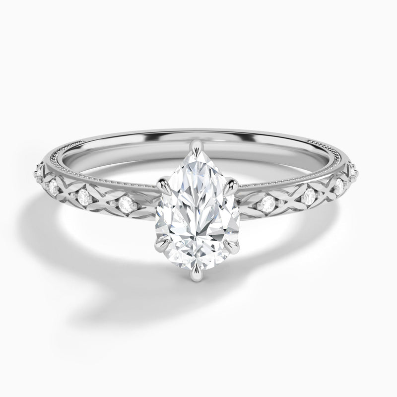Pear Elara Lab Grown Diamond Engagement Ring In Platinum - Lucenjuri