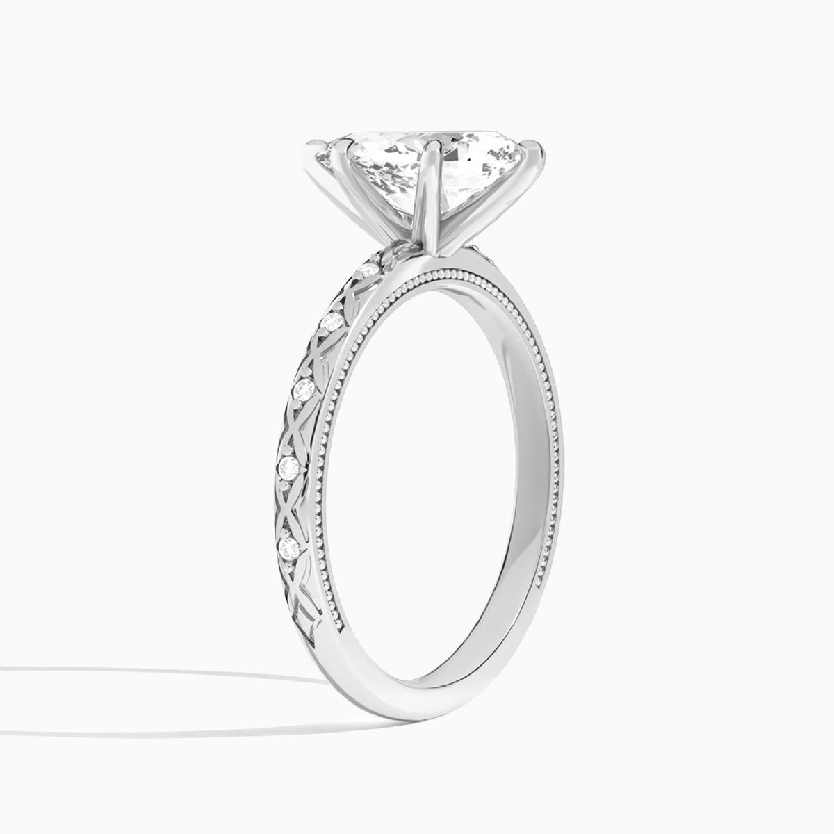 Pear Elara Lab Grown Diamond Engagement Ring In Platinum, Angle View