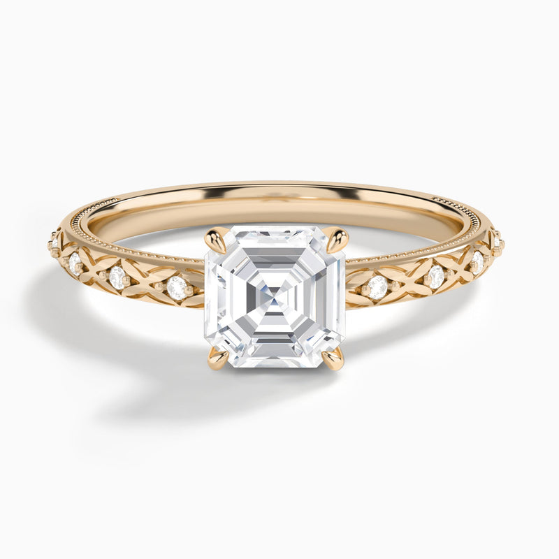 Asscher Elara Lab Grown Diamond Engagement Ring In 14K Rose Gold - Lucenjuri