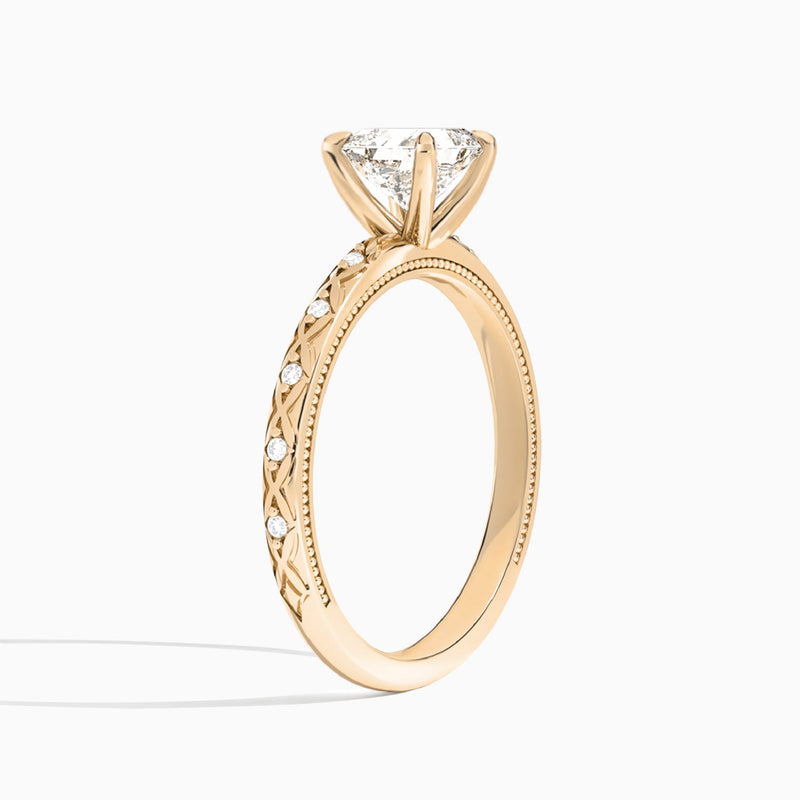 Asscher Elara Lab Grown Diamond Engagement Ring In 14K Rose Gold, Angle View