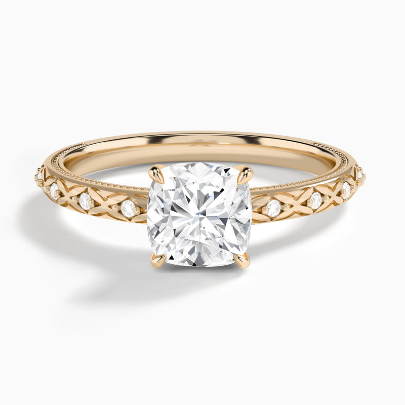 Cushion Elara Lab Grown Diamond Engagement Ring In 14K Rose Gold - Lucenjuri