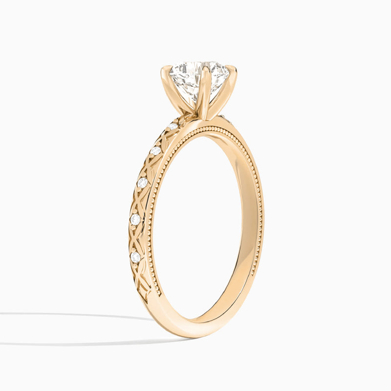 Cushion Elara Lab Grown Diamond Engagement Ring In 14K Rose Gold, Angle View