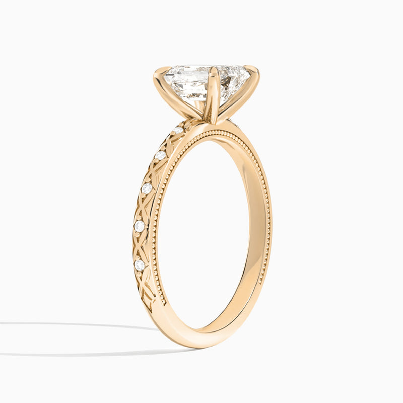 Emerald Elara Lab Grown Diamond Engagement Ring In 14K Rose Gold, Angle View