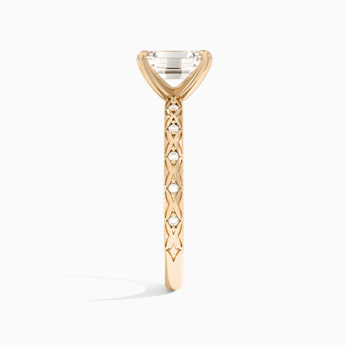 Emerald Elara Lab Grown Diamond Engagement Ring In 14K Rose Gold, Side View