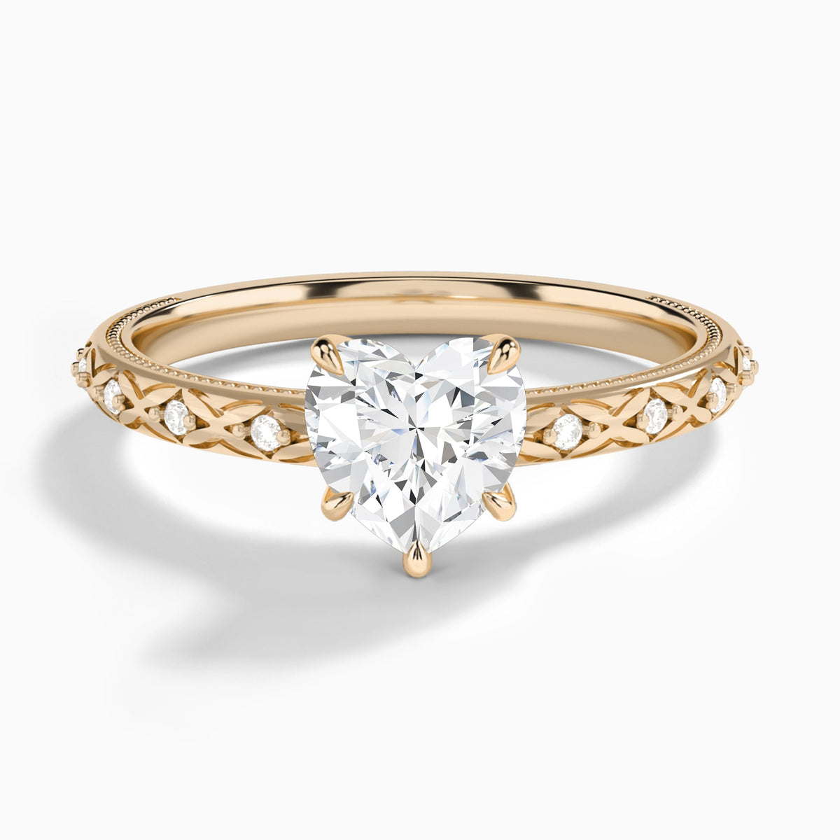 Heart Elara Lab Grown Diamond Engagement Ring In 14K Rose Gold - Lucenjuri