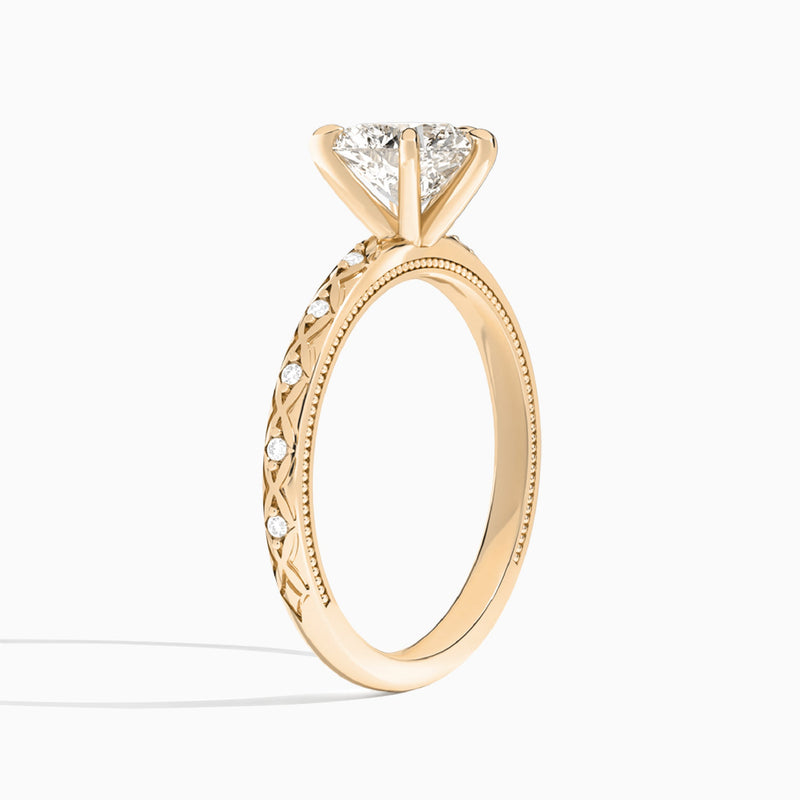 Heart Elara Lab Grown Diamond Engagement Ring In 14K Rose Gold, Angle View