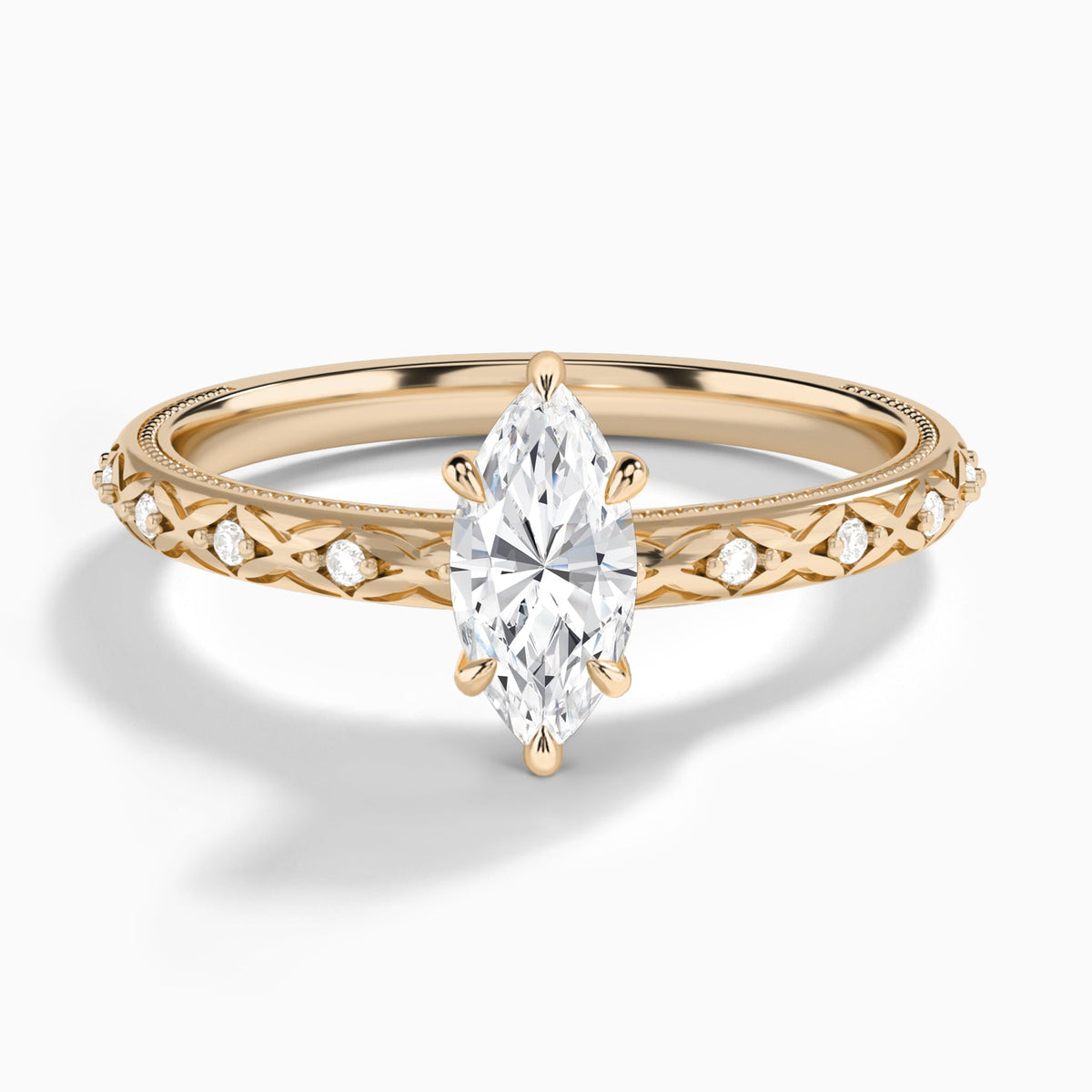 Marquise Elara Lab Grown Diamond Engagement Ring In 14K Rose Gold - Lucenjuri