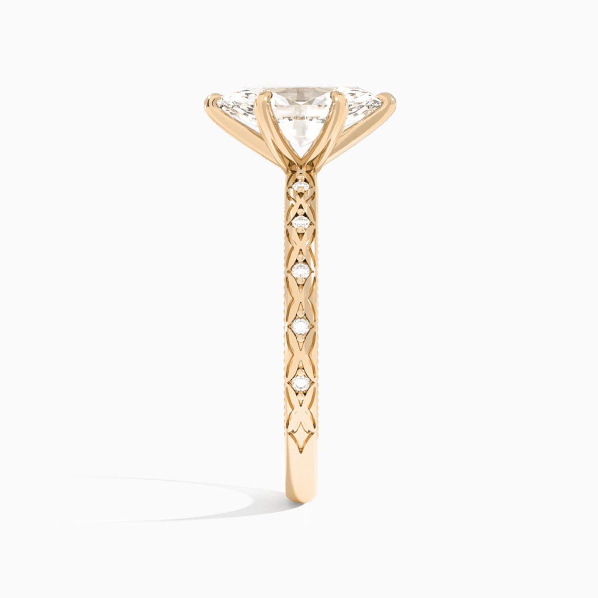 Marquise Elara Lab Grown Diamond Engagement Ring In 14K Rose Gold, Side View
