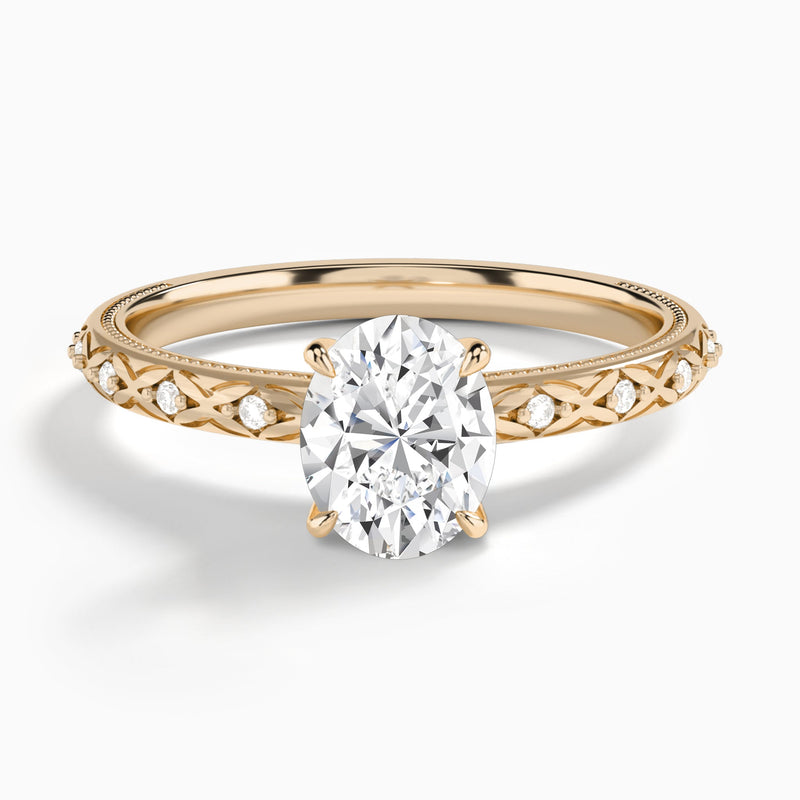 Oval Elara Lab Grown Diamond Engagement Ring In 14K Rose Gold - Lucenjuri