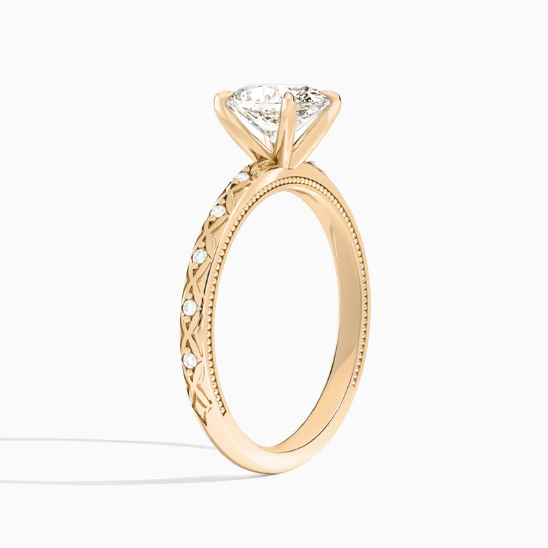 Oval Elara Lab Grown Diamond Engagement Ring In 14K Rose Gold, Angle View