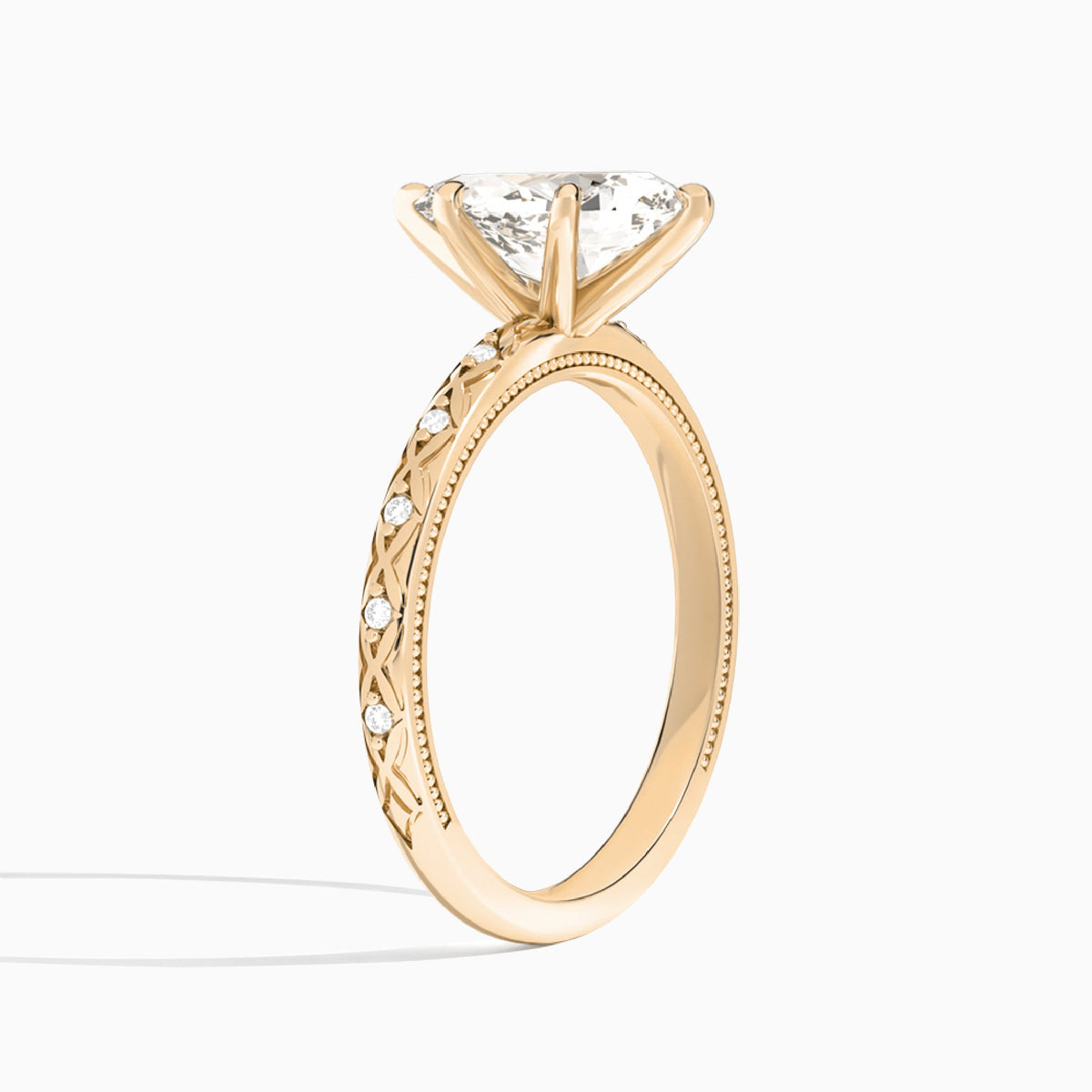 Pear Elara Lab Grown Diamond Engagement Ring In 14K Rose Gold, Angle View