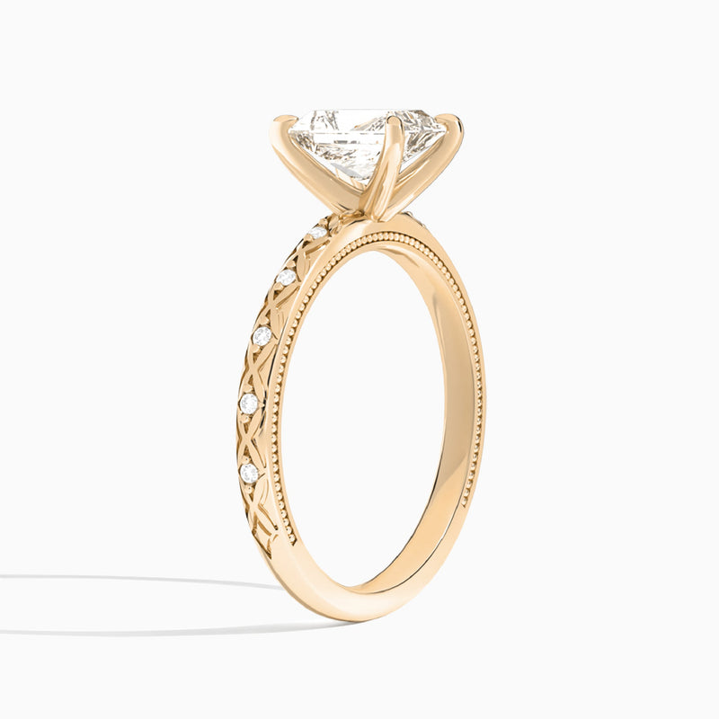 Radiant Elara Lab Grown Diamond Engagement Ring In 14K Rose Gold, Angle View