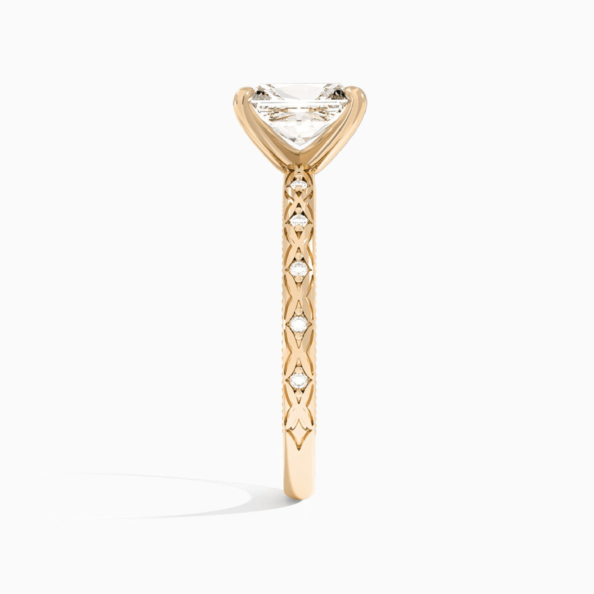 Radiant Elara Lab Grown Diamond Engagement Ring In 14K Rose Gold, Side View