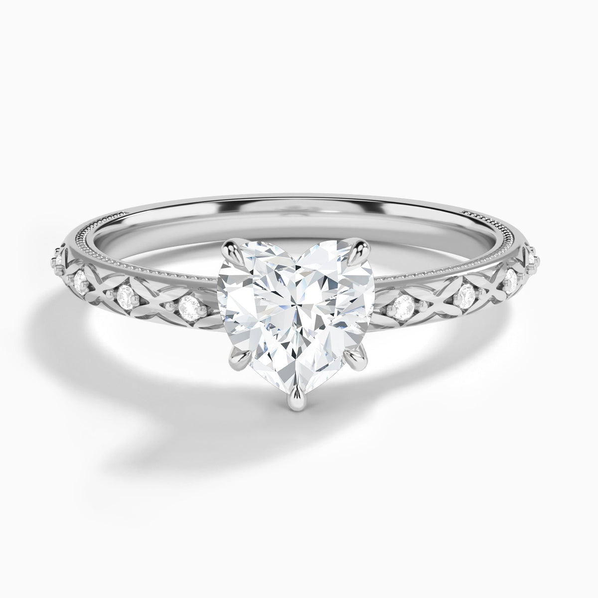 Heart Elara Lab Grown Diamond Engagement Ring In 18K White Gold - Lucenjuri